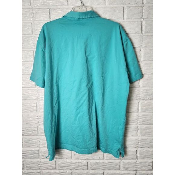 Patagonia Polo Shirt Mens XXL Aqua Blue Organic Cotton Trout Logo - Picture 2 of 4